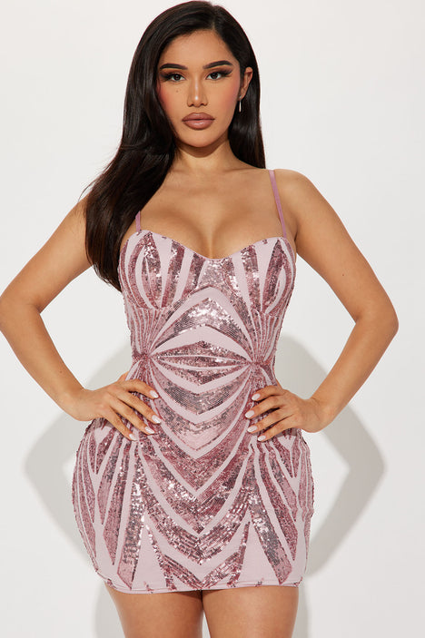 Skylar Sequin Mini Dress Pink