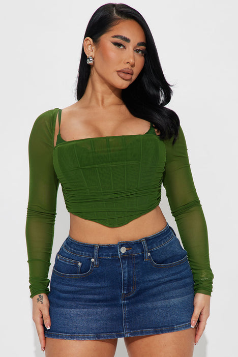 Maegan Mesh Top Green