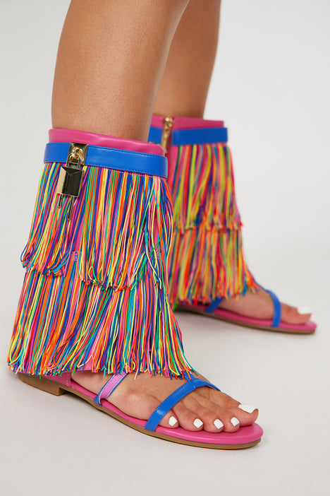Multi colored online gladiator sandals