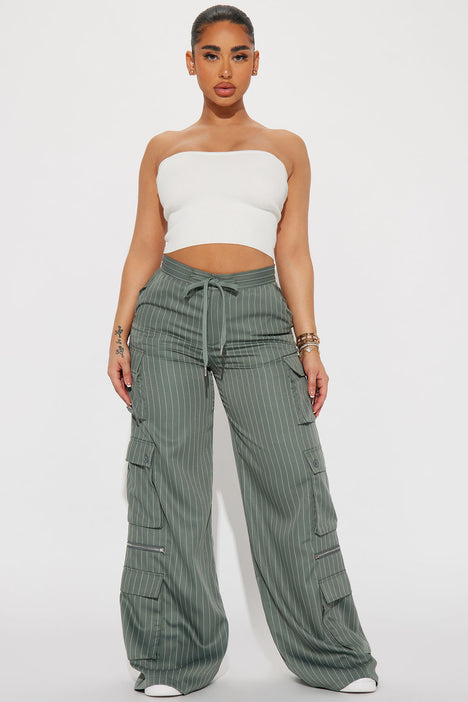 Break It Off Pinstripe Cargo Pant Grey Fashion Nova Pants