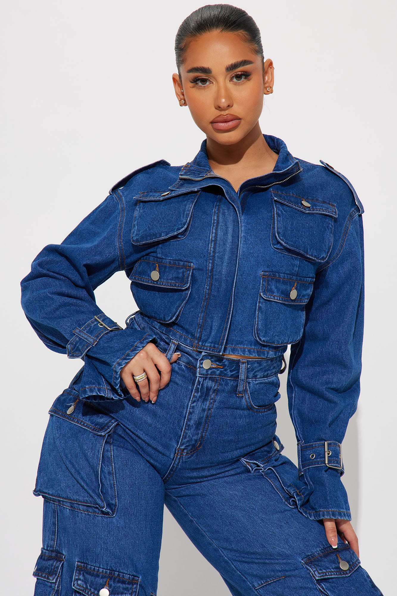 Billie Cropped Cargo Jacket Medium Wash Fashion Nova Jackets