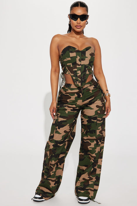 Nikki Camo Pant Set Olive combo Fashion Nova Matching Sets