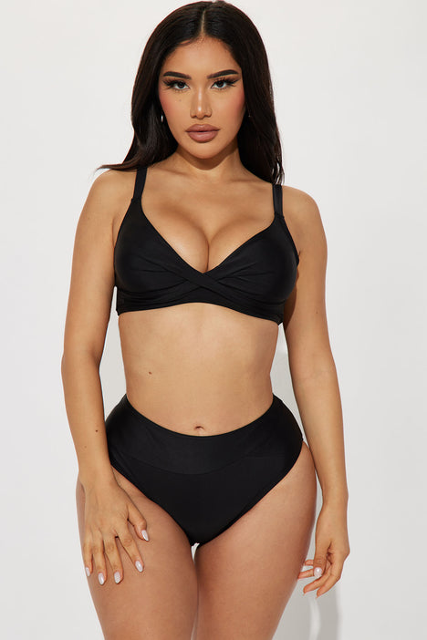 In The Tropics Tummy Control 2 Piece Bikini Black Fashion Nova