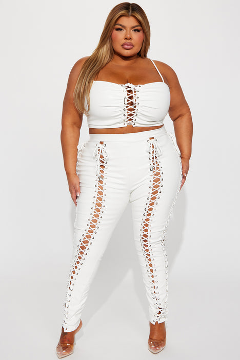 White leather shop pants plus size