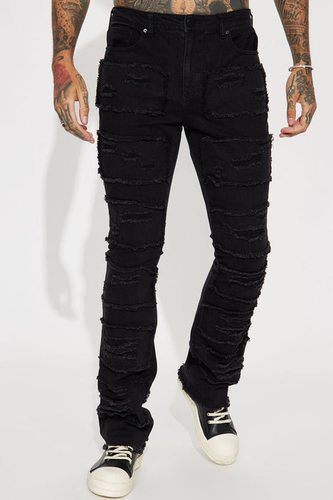 Ripped top stacked jeans