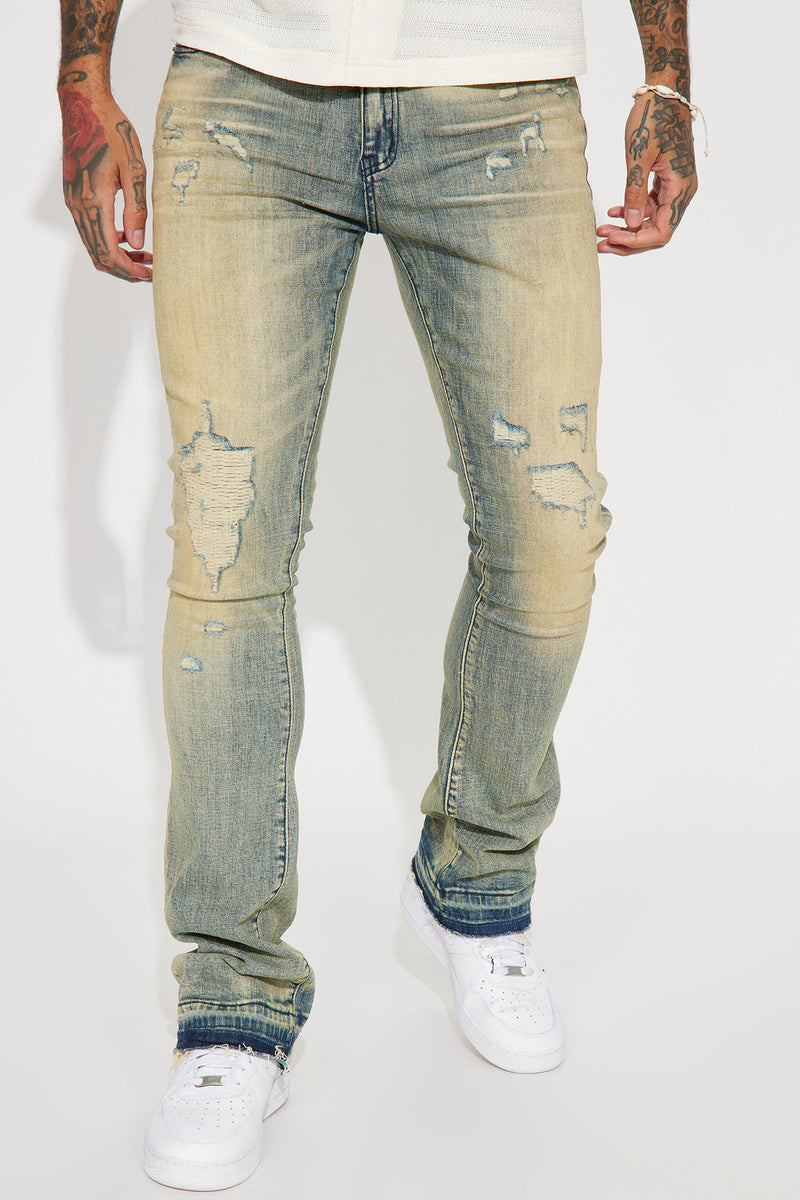Not Too Much Ripped Stacked Skinny Flare Jeans - Medium Wash | Fashion ...