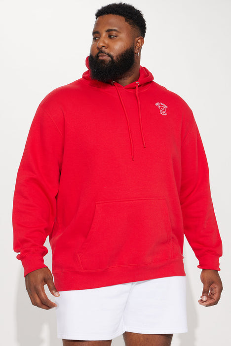 Red embroidered 2025 hoodie