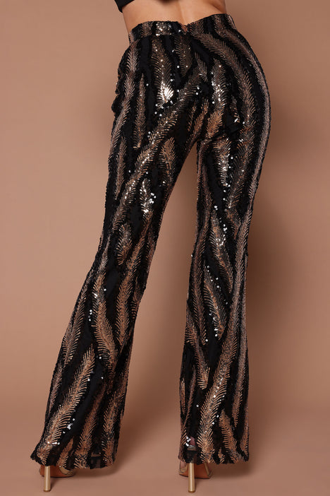 Black and on sale gold sequin pants
