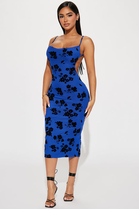 Fashion nova blue floral dress online