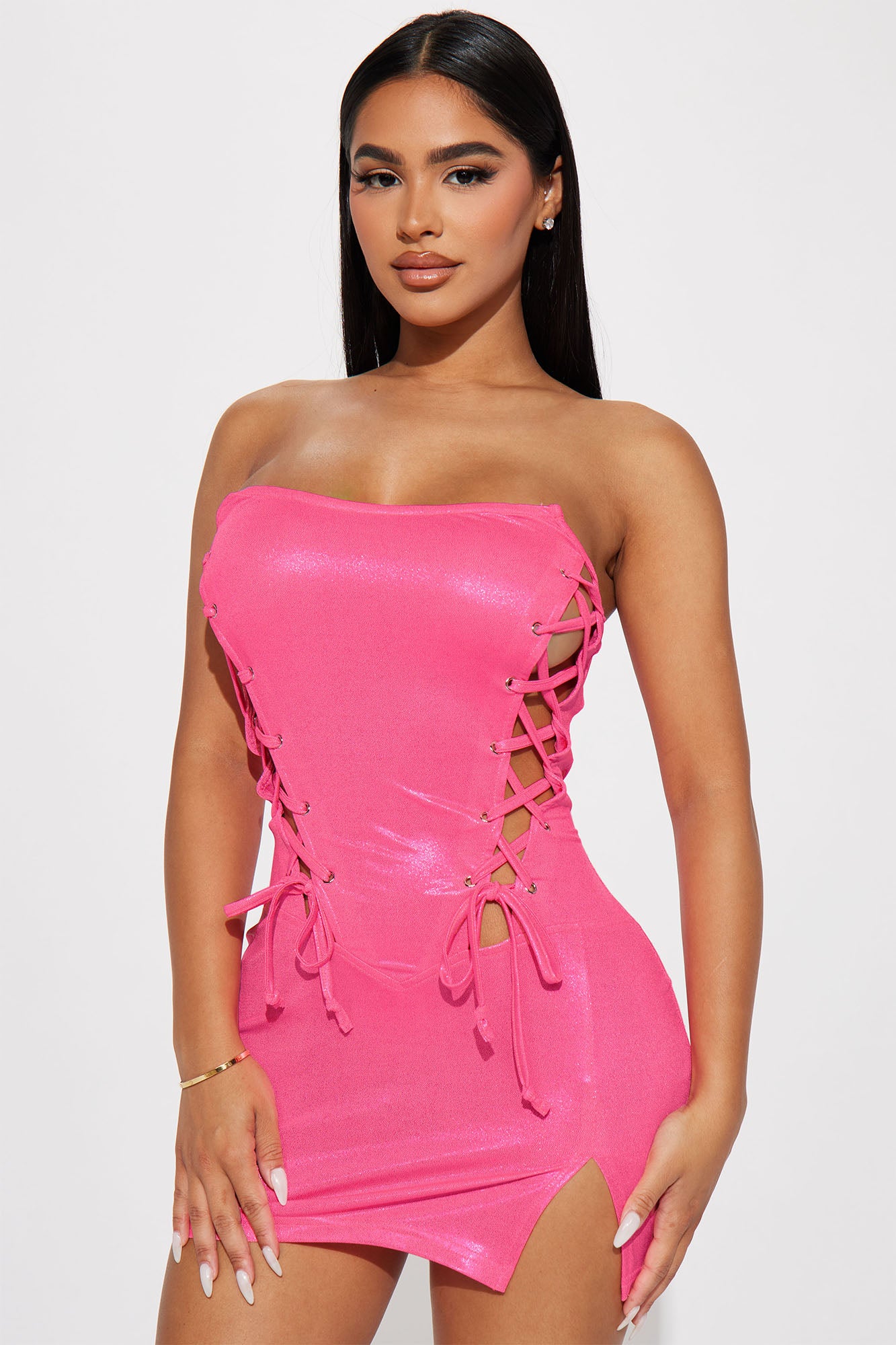 Neon pink dress fashion nova online