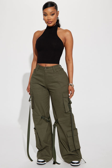 Fashion nova olive green pants sale