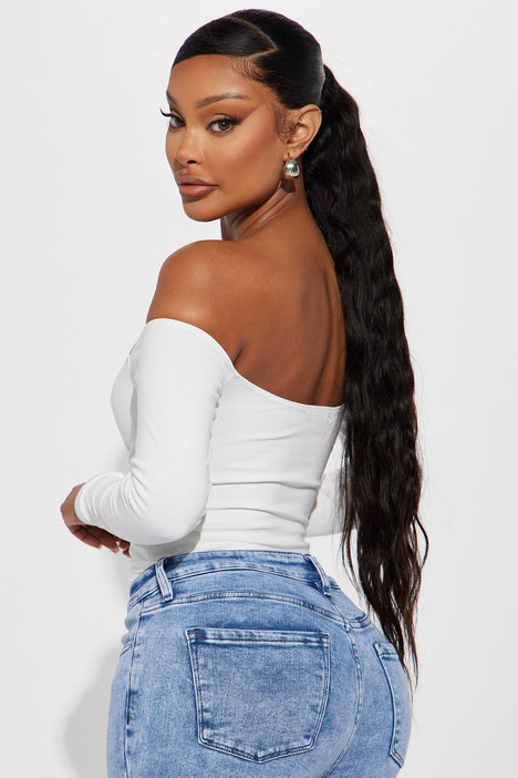 White off the cheap shoulder top fashion nova