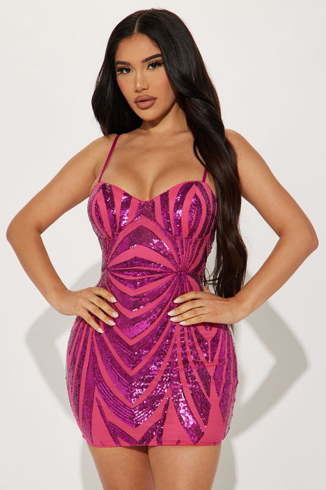 Fashion nova clearance pink sequin dress