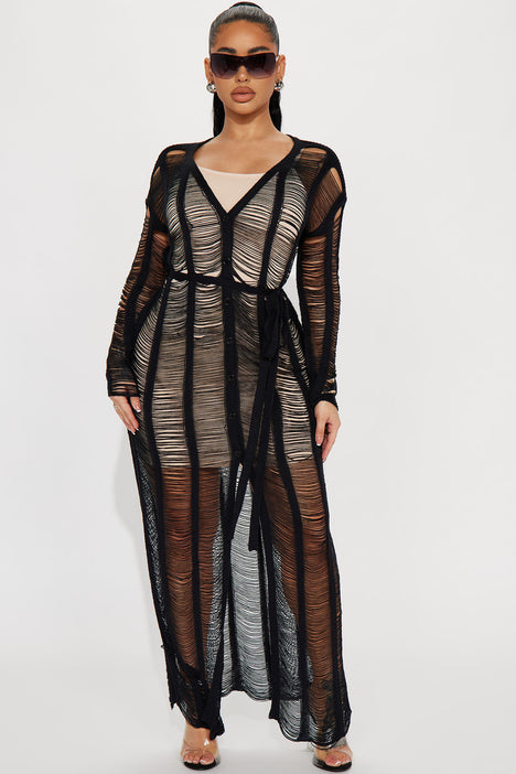 Mumba Bay Crochet Maxi Dress Black Fashion Nova Dresses