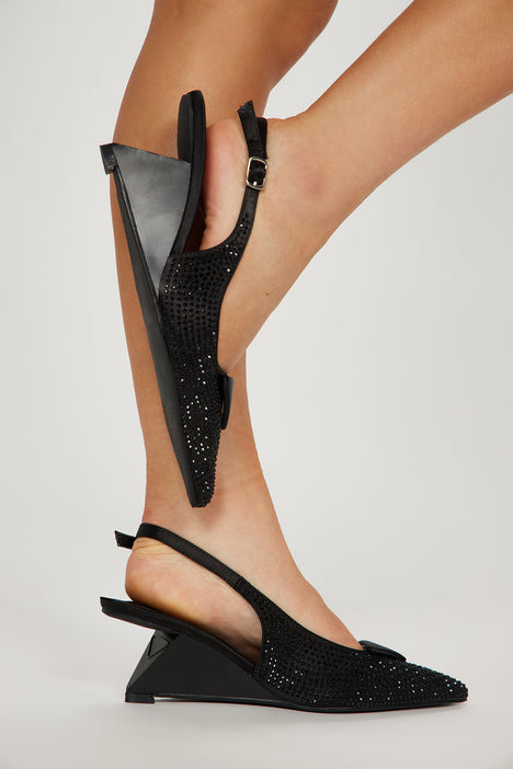 Dasha Slingback Wedges Black