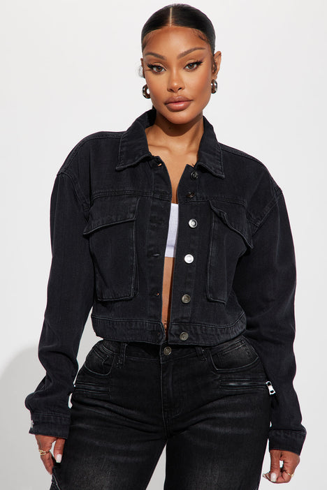 Do It Right Cargo Denim Jacket Black Wash Fashion Nova