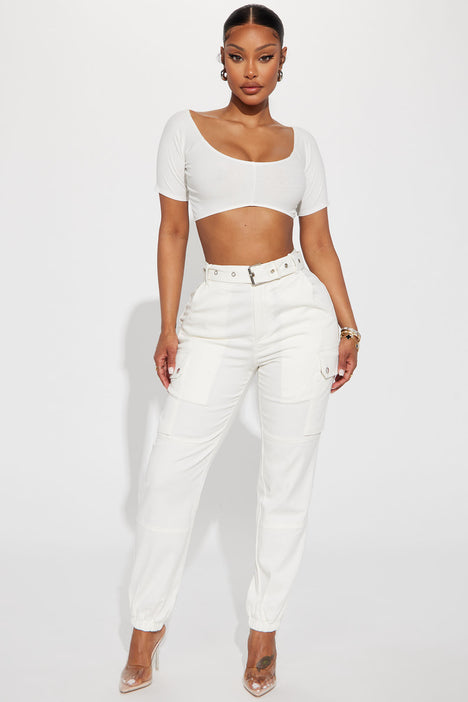 White cargo pants new arrivals fashion nova