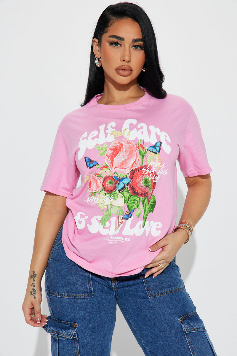 Self Care & Love Graphic Tshirt - Pink | Fashion Nova, Screens Tops and ...
