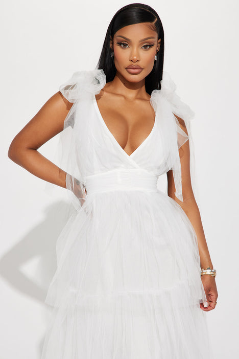 White ruffle clearance dress fashion nova