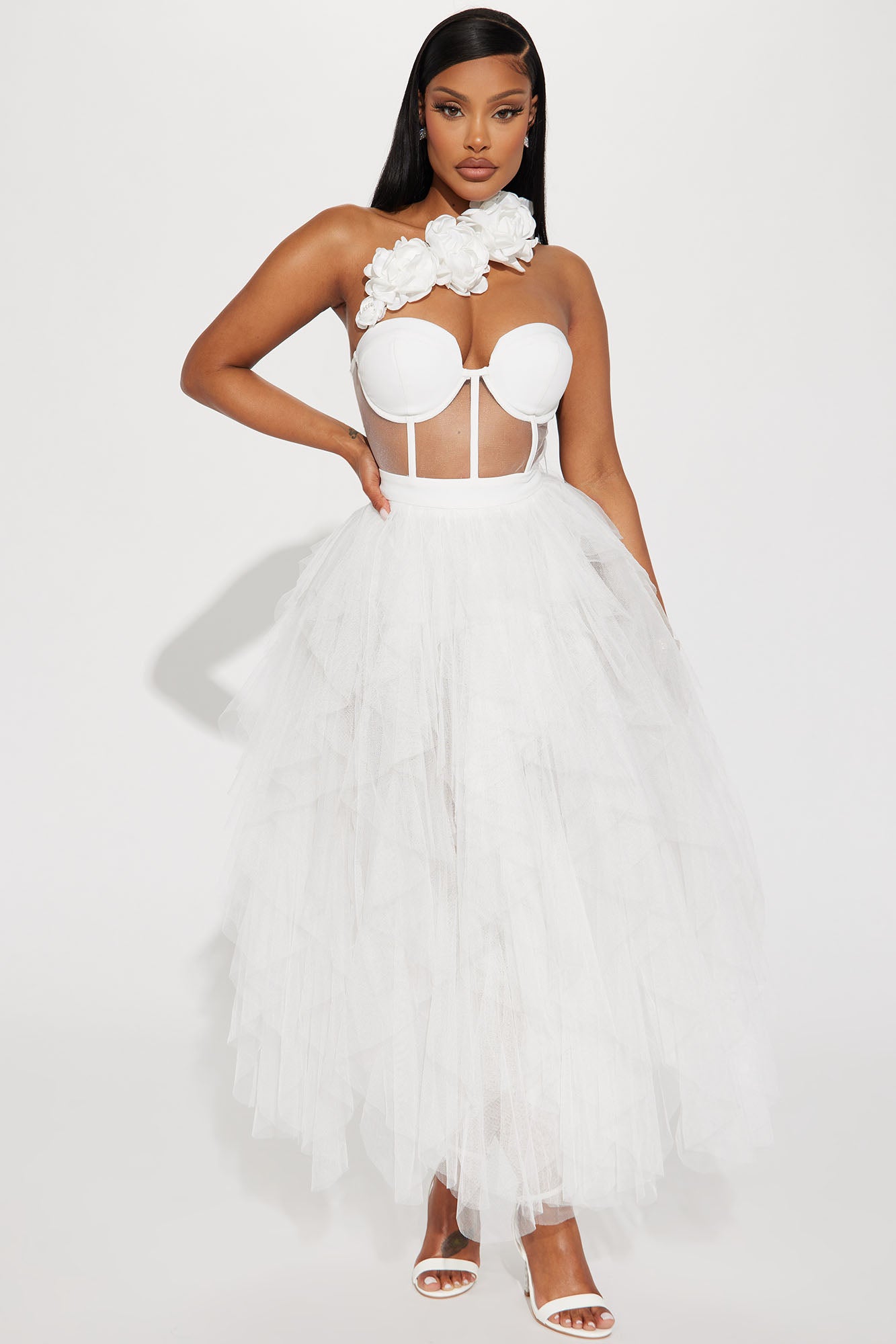 Ruffle Me Down Maxi Dress White Fashion Nova Dresses