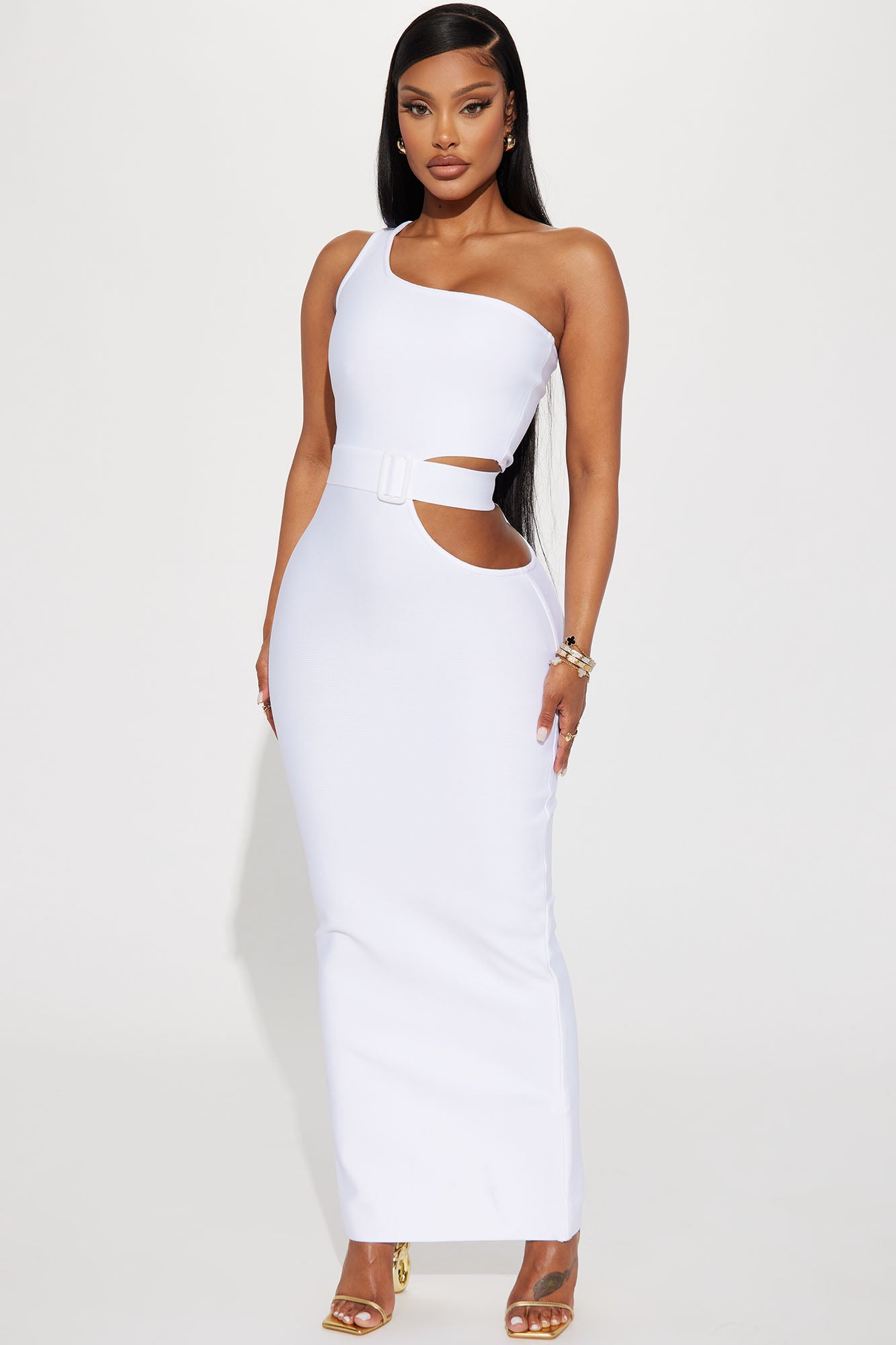 White bandage maxi online dress