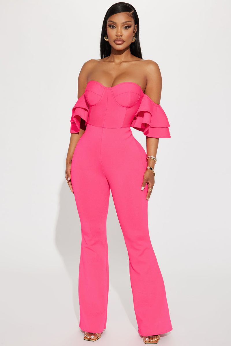 Date Night Lineup Bandage Jumpsuit - Pink | Fashion Nova, Jumpsuits ...