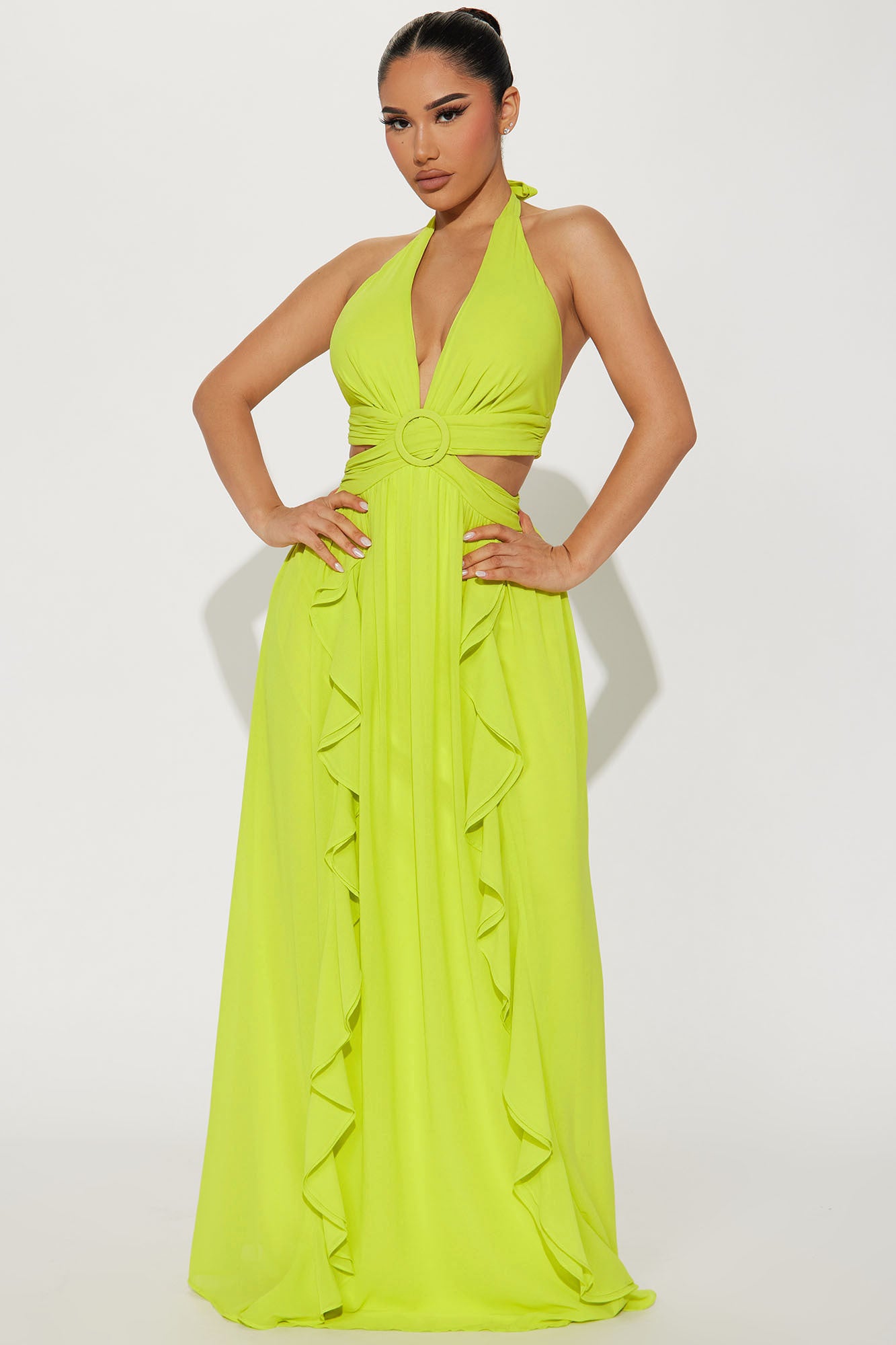 Lime green dress fashion nova cheap