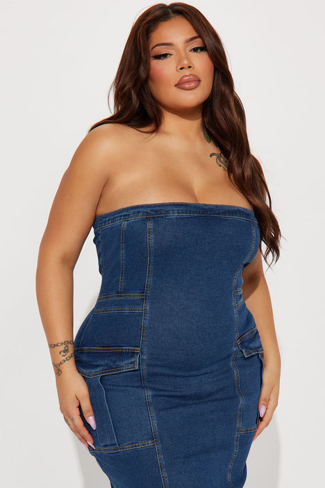 Fashion nova plus best sale size denim dress