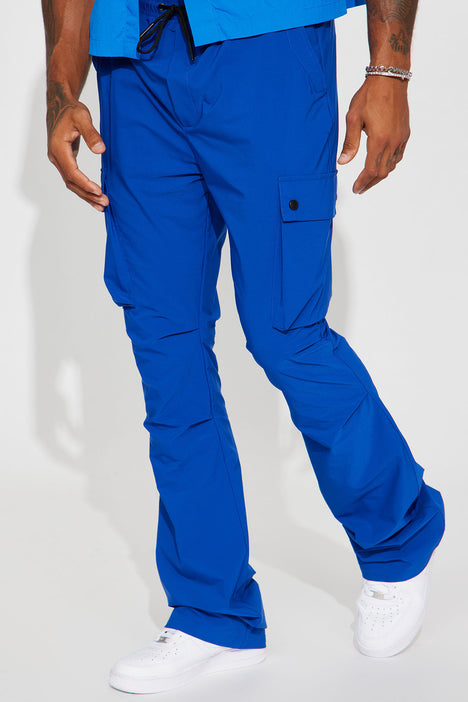 With It Nylon Cargo Flared Pants Royal Fashion Nova Mens