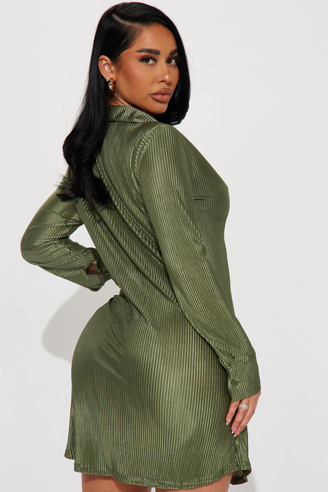 Lisa Plisse Shirt Dress Olive Fashion Nova Dresses Fashion Nova