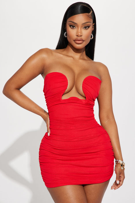 Red short dress fashion nova sales