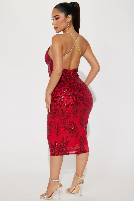Fashion nova red outlet midi dress