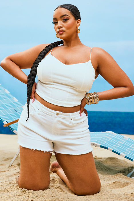 White cut online off shorts