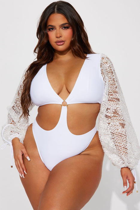 Mermaids Are Real 1 Piece Swimsuit White Fashion Nova