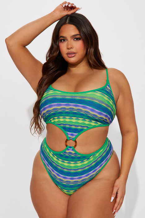 Happy Under The Sun 1 Piece Swimsuit Blue combo Fashion Nova