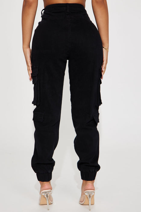 Petite Good Vibes Cargo Jogger - Black