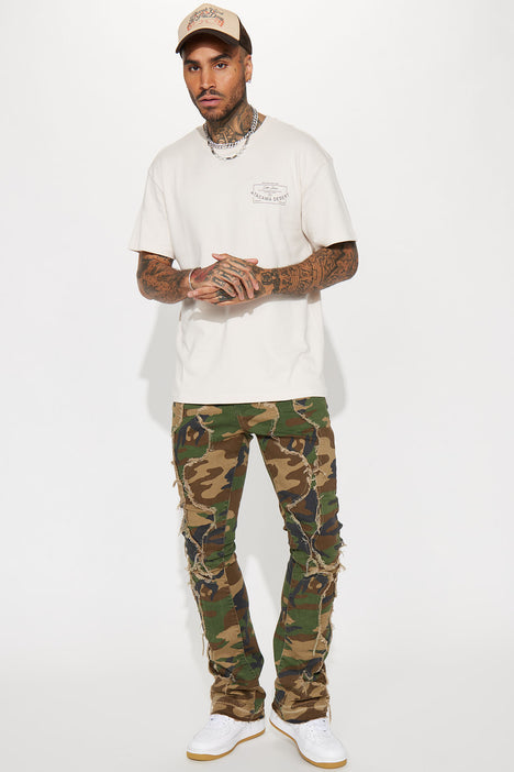 Ripped top camo sweatpants
