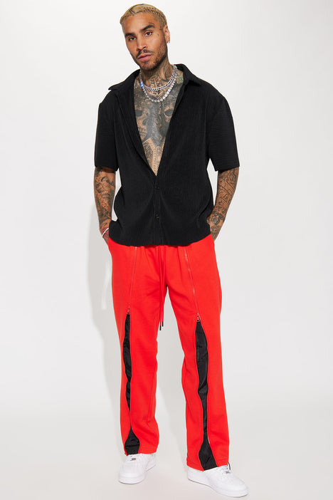 All In The Zippers Tyson Straight Sweatpant - Red