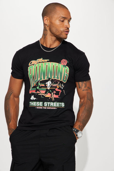 Running graphic tees top