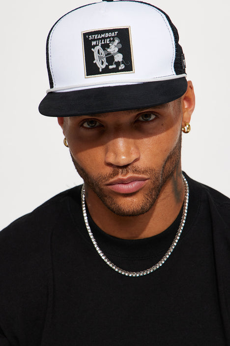Classic Mickey Mouse Steamboat Willie Trucker Hat White Black