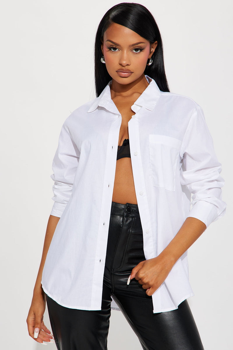 Nayeli Poplin Shirt - White | Fashion Nova, Shirts & Blouses | Fashion Nova