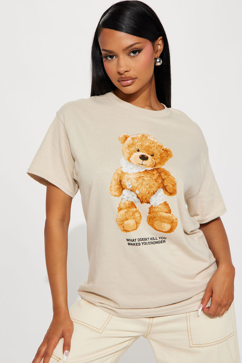 What Makes You Stronger Teddy Graphic Tshirt - Khaki | Fashion Nova ...