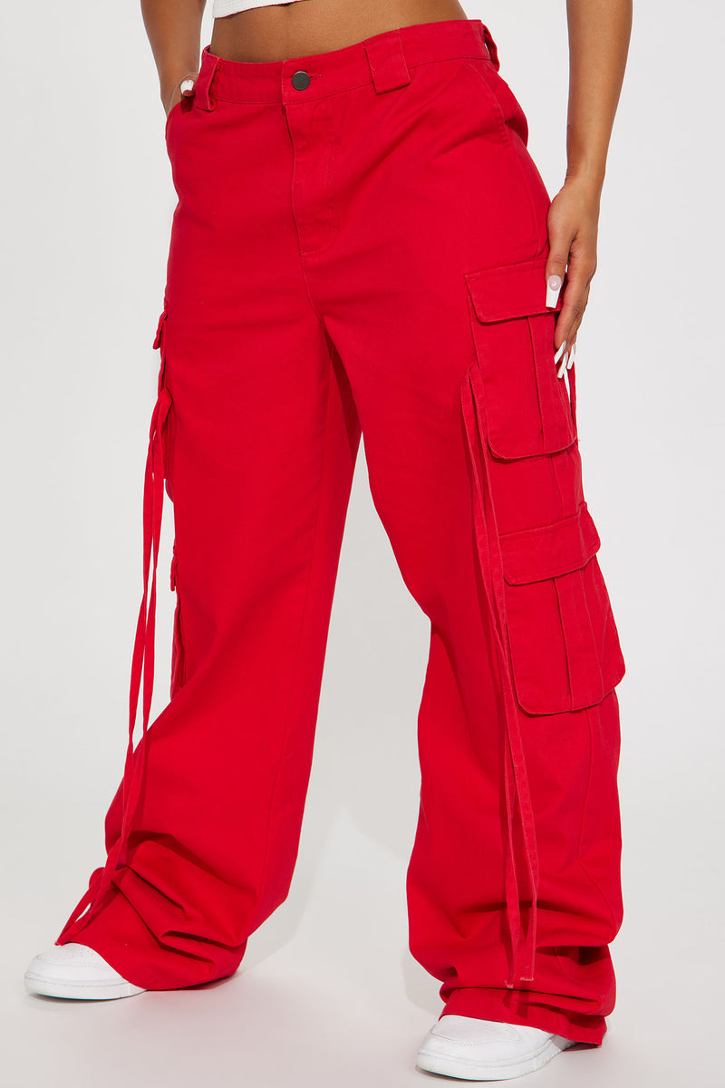 Tall Golden Hour Wide Leg Cargo Pant - Red | Fashion Nova, Pants ...