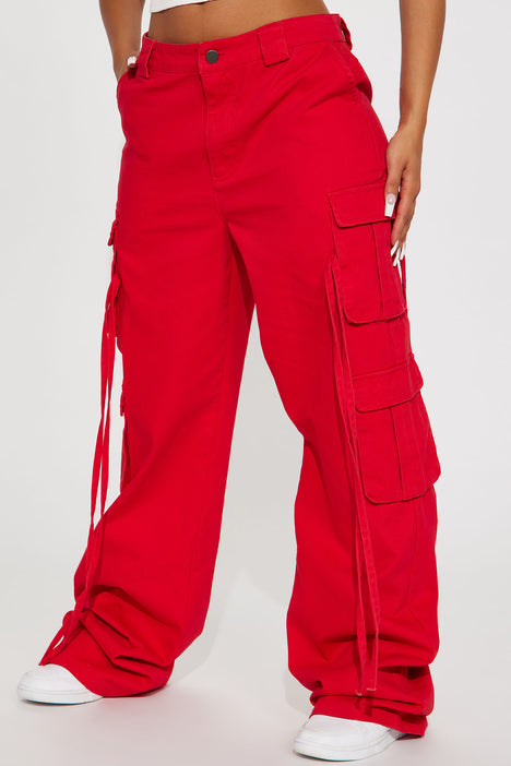 Tall Golden Hour Wide Leg Cargo Pant - Red