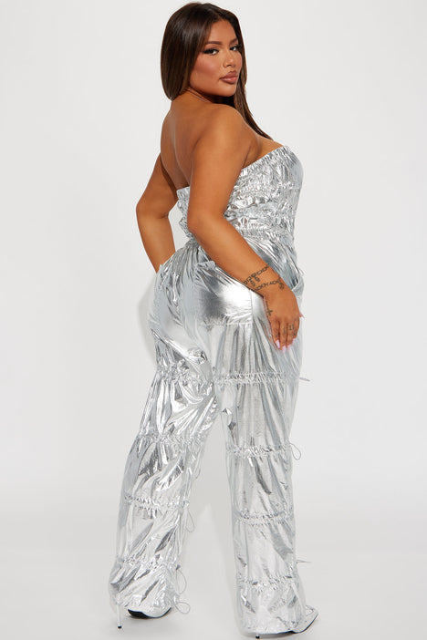 Zenon Metallic Jumpsuit Silver