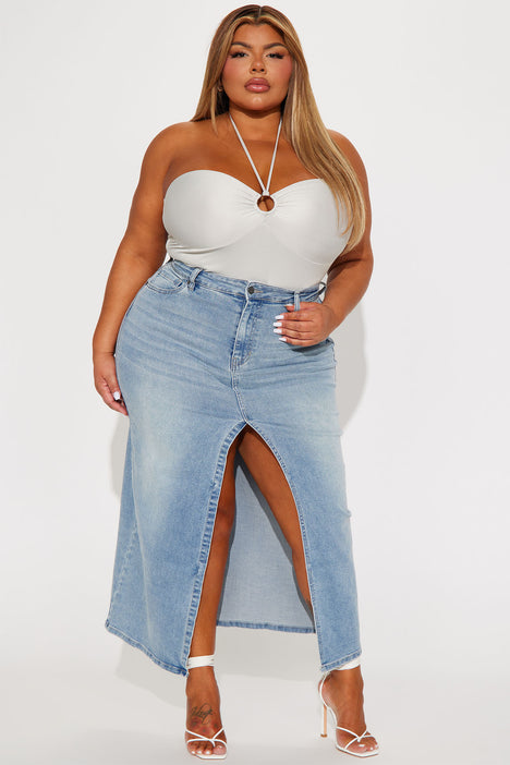 Fashion nova plus shop size jean skirts