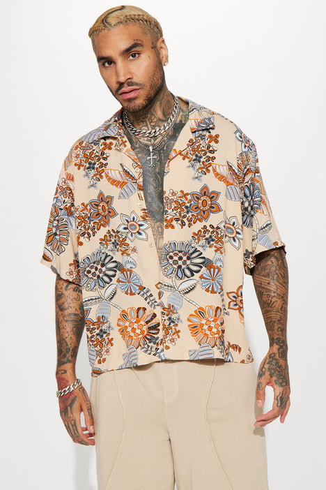 Present Mode Button Up Shirt Khaki combo
