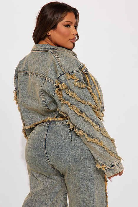 Something About You Fray Denim Jacket Medium Wash Fashion Nova