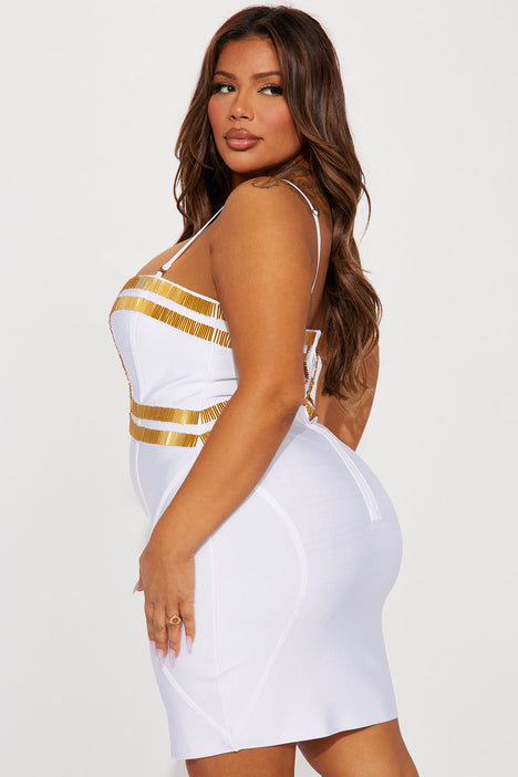 A Fine Time Bandage Mini Dress White Gold
