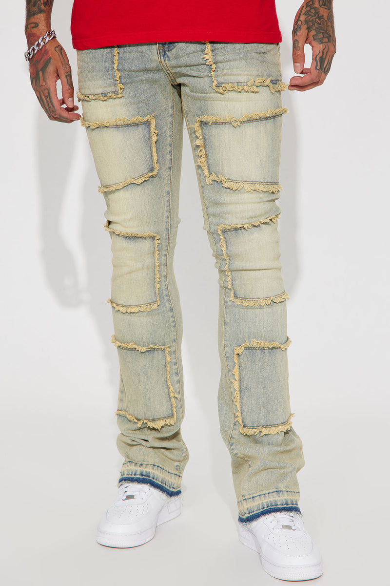 Square Fray Stacked Skinny Flare Jeans - Medium Wash | Fashion Nova ...